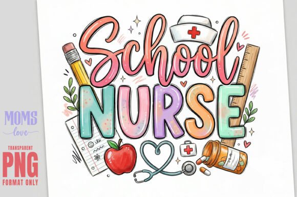 School Nurse Sublimation PNG: Celebrate Caring Hearts