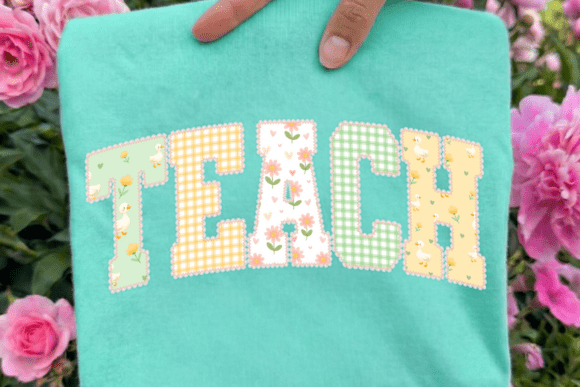 Teach PNG, Preppy Floral Teach PNG: Elevating Your Classroom Design with Digital Art