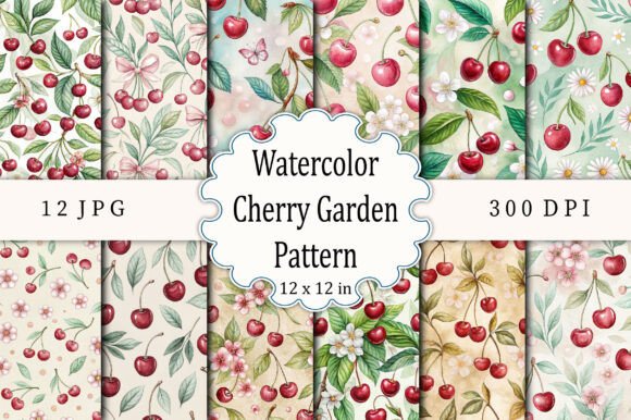 Watercolor Cherry Garden Pattern: A Fresh Approach to Creative Design